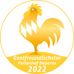 Auszeichnung Goldener Gockel als gastfreundlichster Ferienhof Bayerns 2022